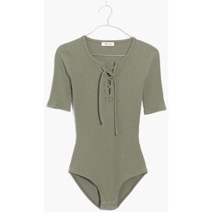 Madewell Ribbed Lace Up Bodysuit